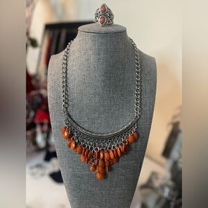 Beaded Necklace with Ring